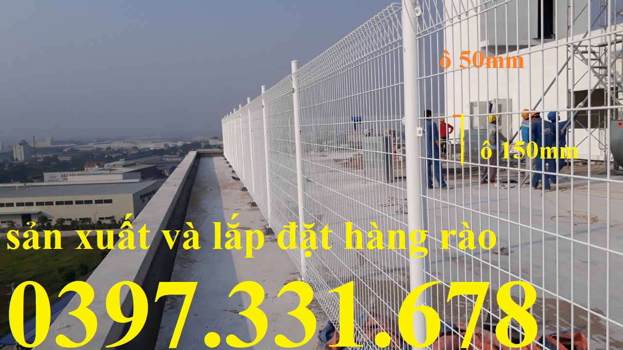 Hàng rào lưới thép, hàng rào lưới thép sơn tĩnh điện phi 5 ô 50x100 sản xuất theo yêu cầu